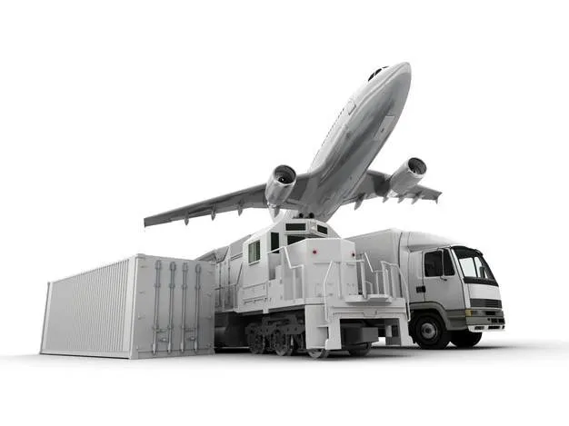 Un avion tcl et un camion sur fond blanc.